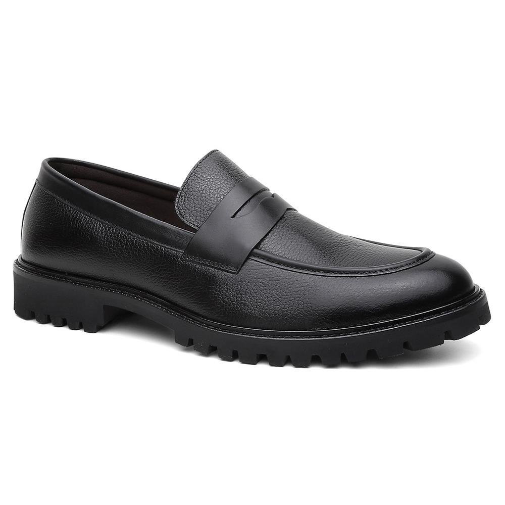 Mocassim Masculino Couro Solado Conforto Calce Fácil Preto 1