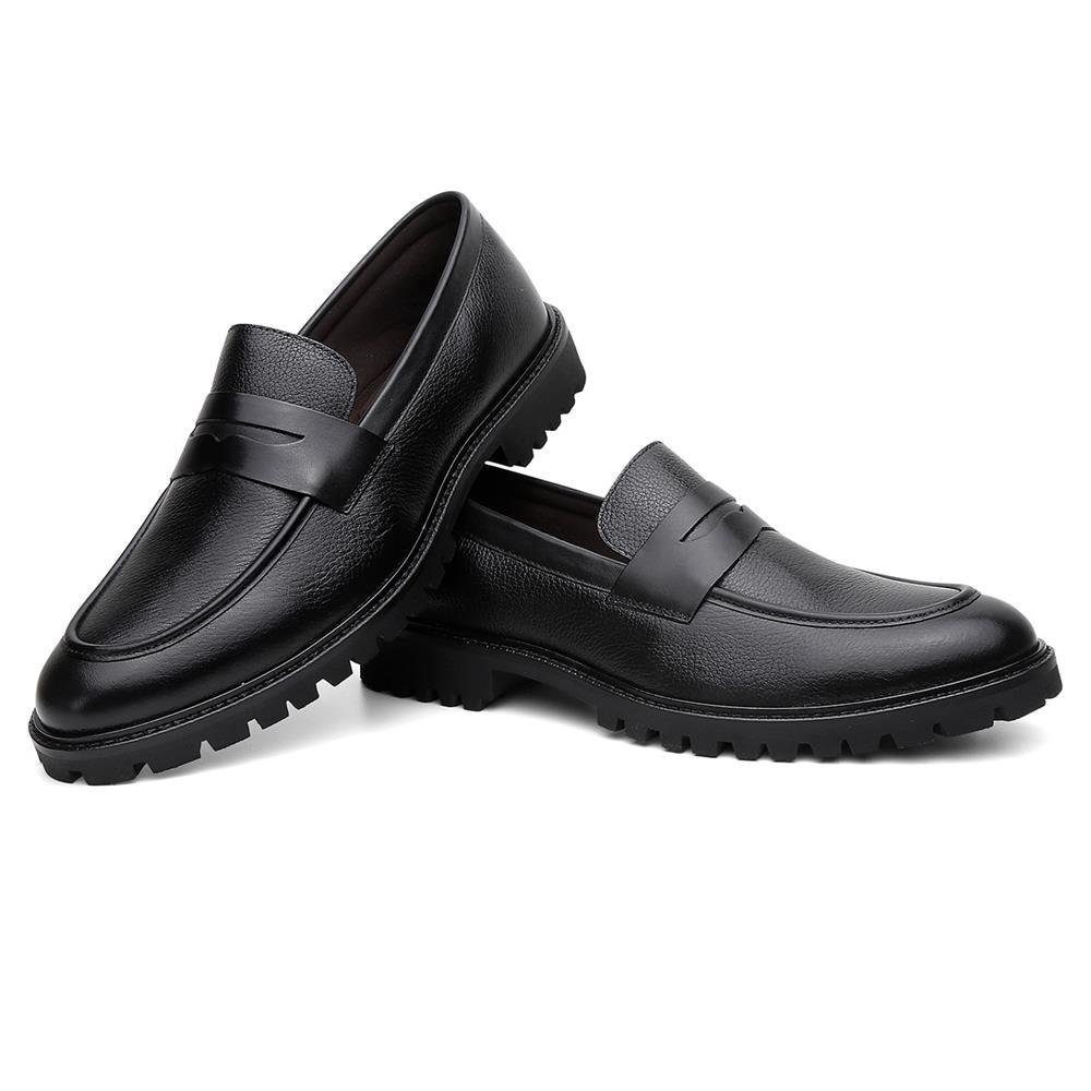 Mocassim Masculino Couro Solado Conforto Calce Fácil Preto 3