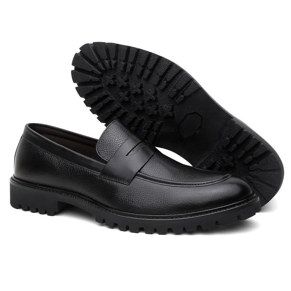 Mocassim Masculino Couro Solado Conforto Calce Fácil Preto 4