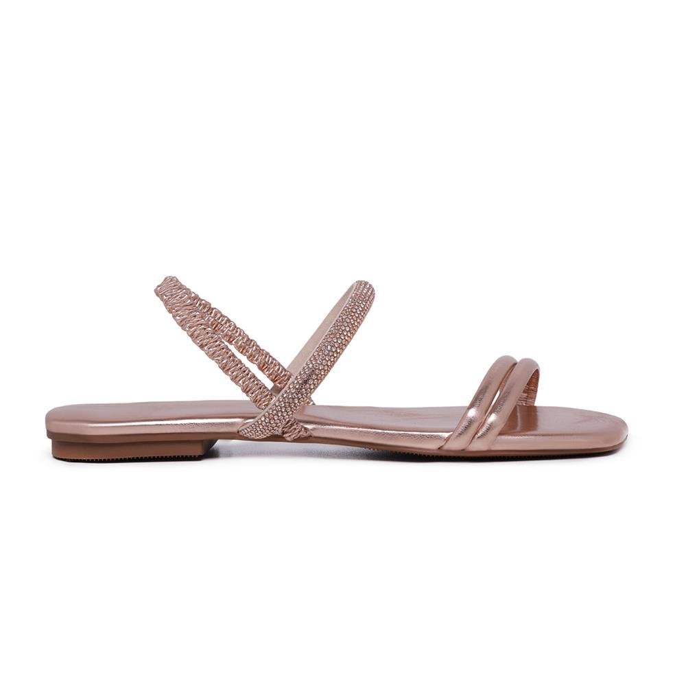 Rasteirinha Feminina Casual Elástico Strass Conforto Moderna Rosa 1