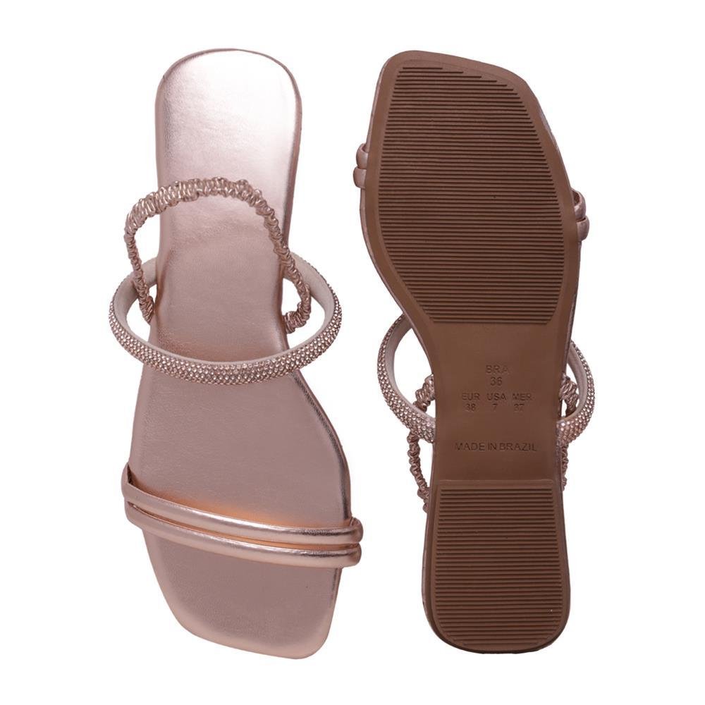 Rasteirinha Feminina Casual Elástico Strass Conforto Moderna Rosa 5