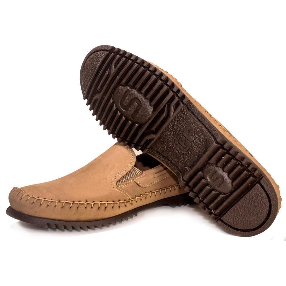 Mocassim Masculino Couro Sapatilha Calce Fácil Conforto Marrom 2