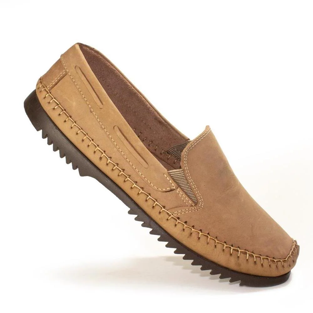 Mocassim Masculino Couro Sapatilha Calce Fácil Conforto Marrom 3