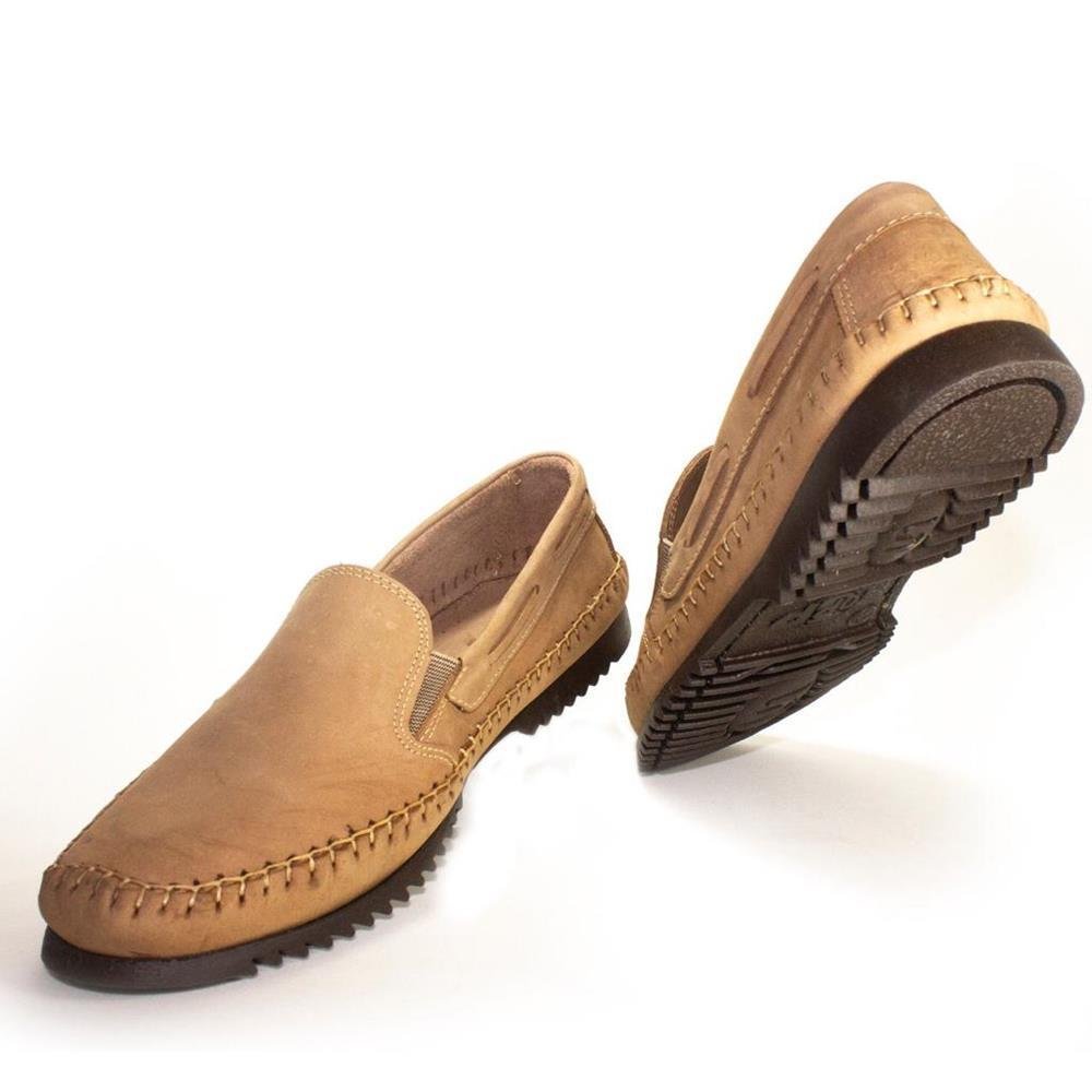 Mocassim Masculino Couro Sapatilha Calce Fácil Conforto Marrom 4