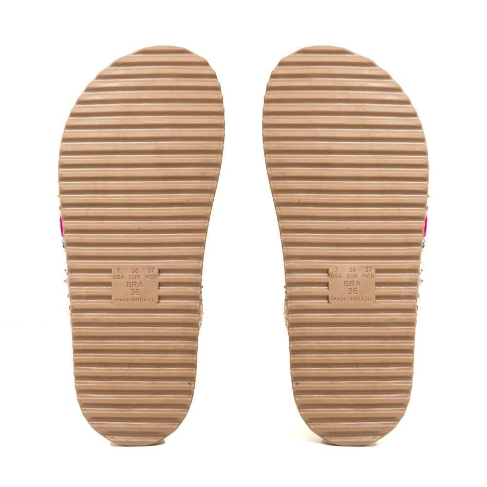 Sandália Papete Feminina Solado Flatform Fivela Pedraria Prata 6
