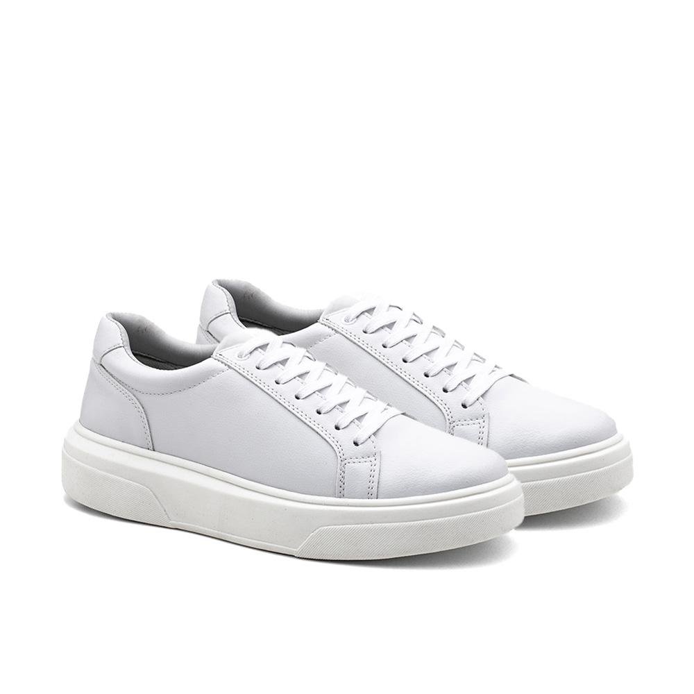 Tênis Masculino Casual Fechamento Cadarço Moderno Branco 2