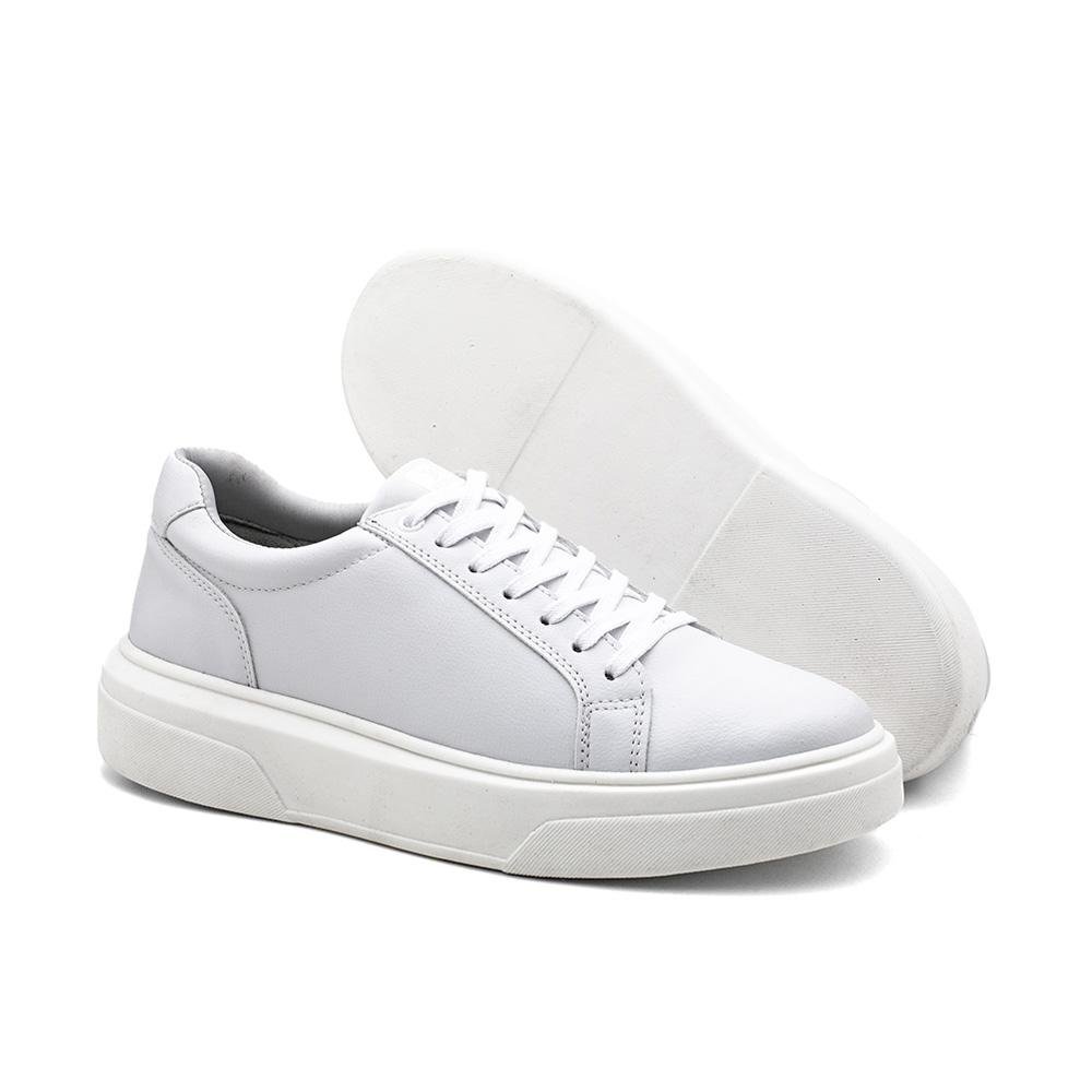 Tênis Masculino Casual Fechamento Cadarço Moderno Branco 4