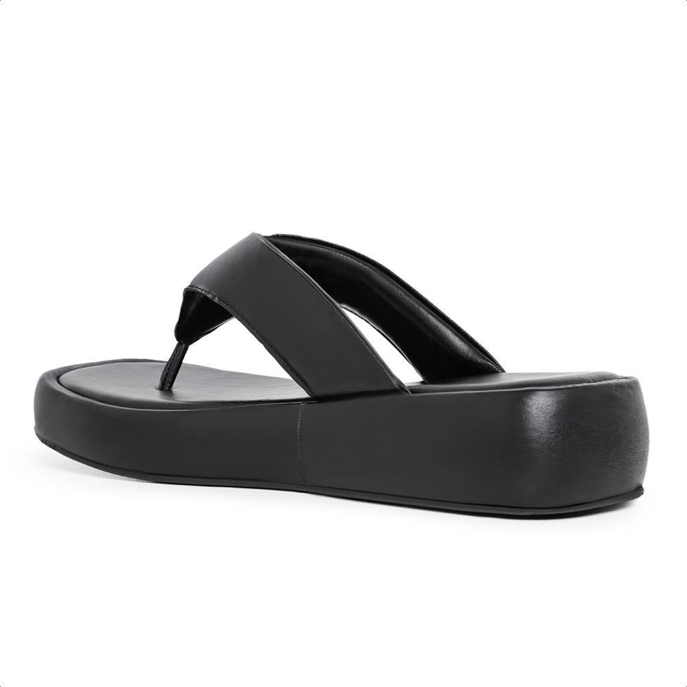 Papete Feminina de Dedo Sandália Flatform Moderna Estilo Preto 4