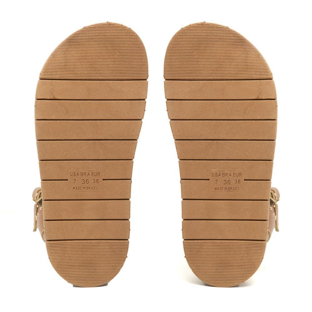 Sandália Feminina Papete Flatform Apliques Confortável Marrom 7