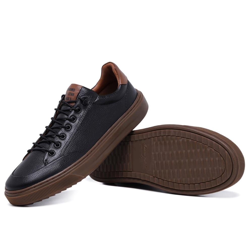Sapato Viena Couro Masculino Confortável Cadarço Preto 5