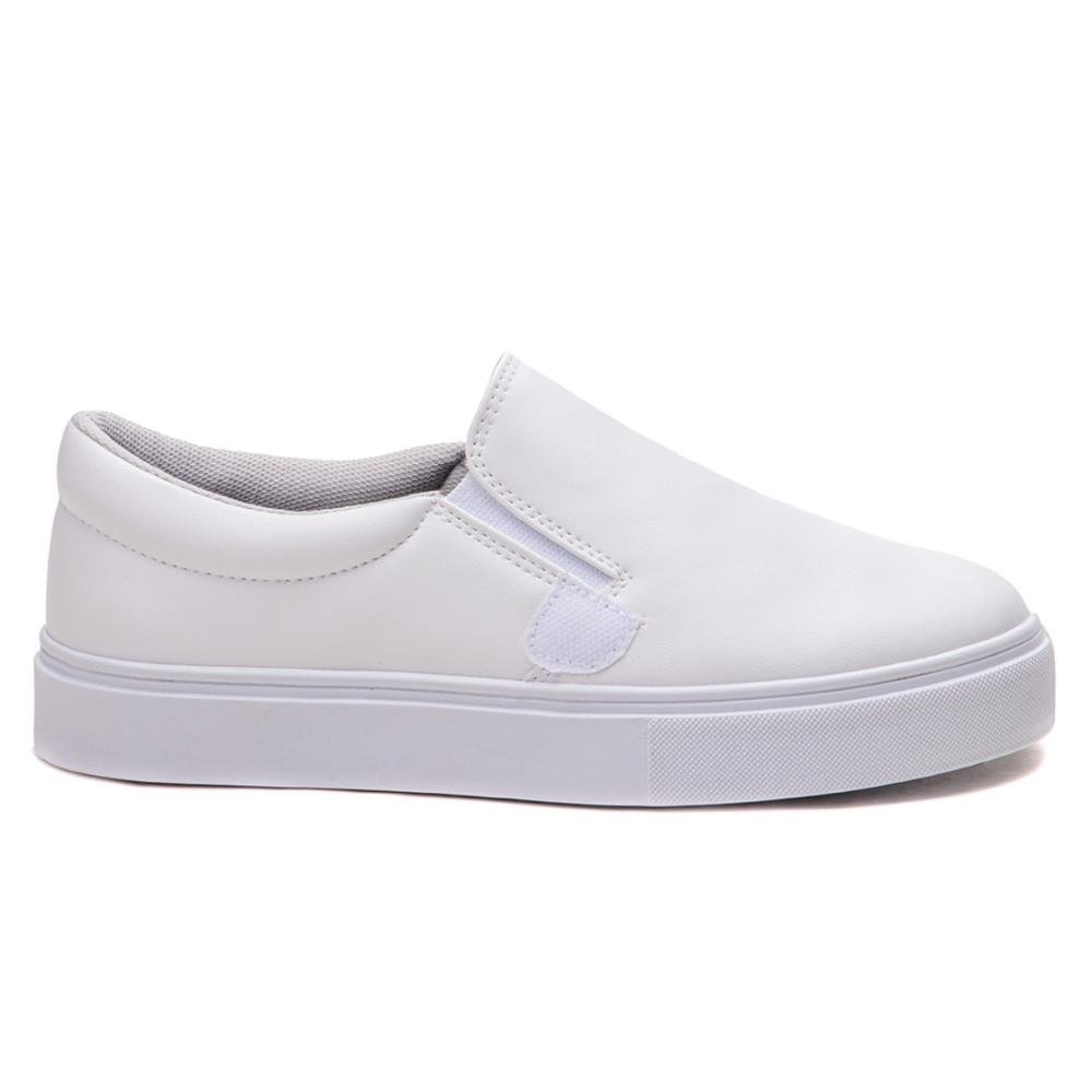 Tênis Feminino Slip On 3 em 1 Casual com Strass Branco 5