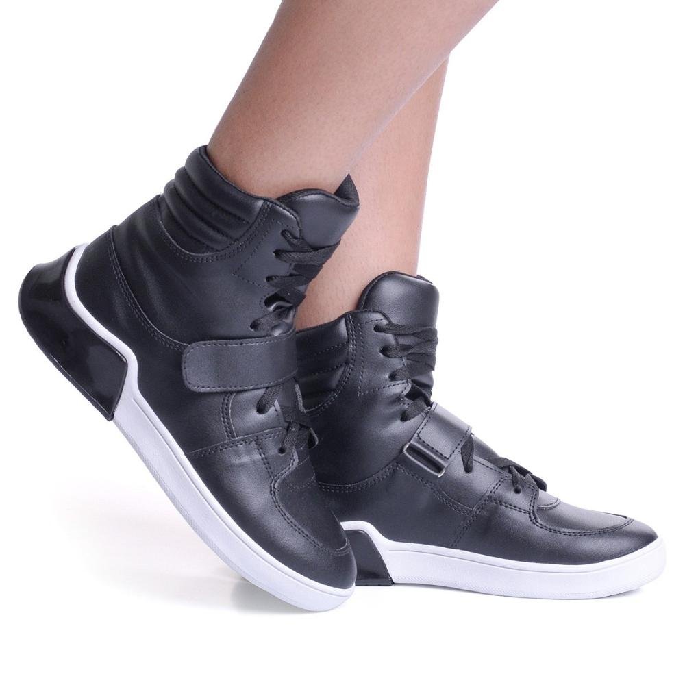 Tênis Feminino Esportivo Cano Alto Caminhada Preto 3