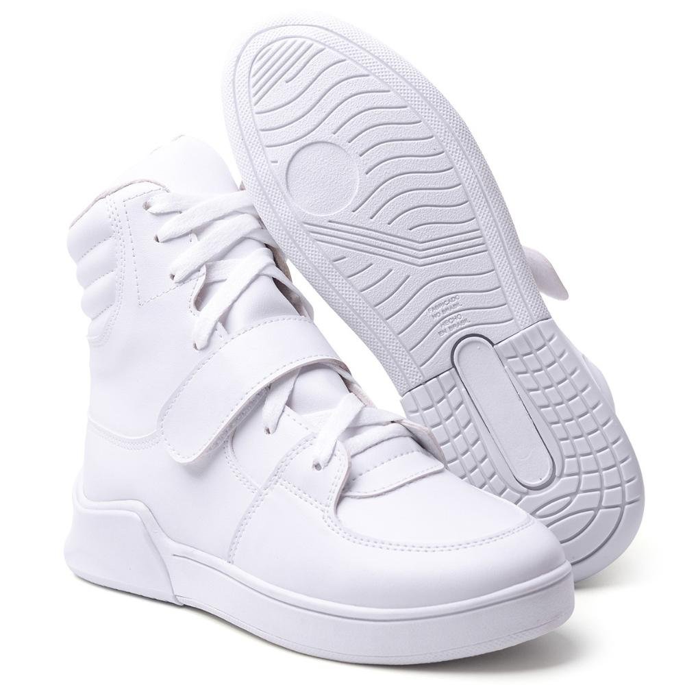 Tênis Feminino Esportivo Cano Alto Caminhada Branco 6