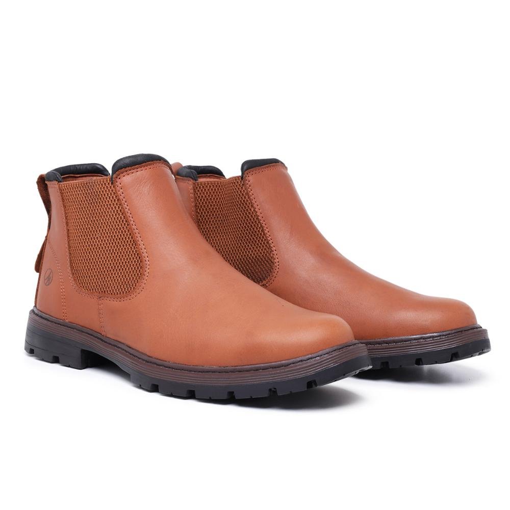 Bota Botina Masculina Couro Confortável Resistente Marrom 2