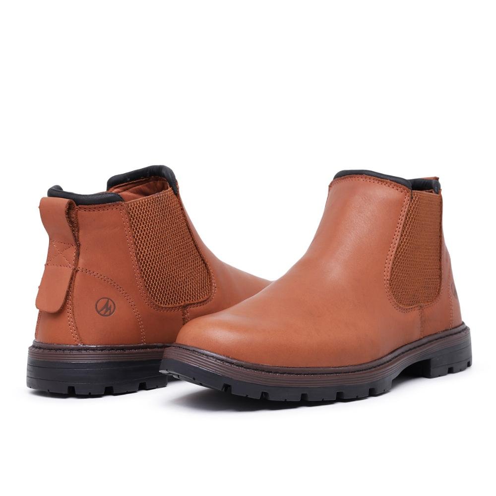 Bota Botina Masculina Couro Confortável Resistente Marrom 3