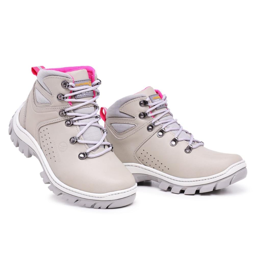 Bota Coturno Feminina Adventure Confortável Resistente Cinza 4