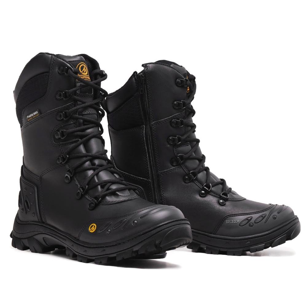 Bota Motociclista Couro Masculina Camuflada Cano Médio Preto 2