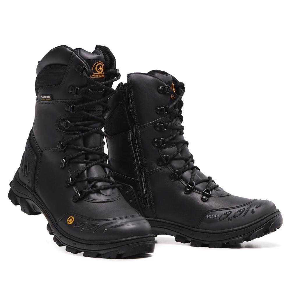 Bota Motociclista Couro Masculina Camuflada Cano Médio Preto 3