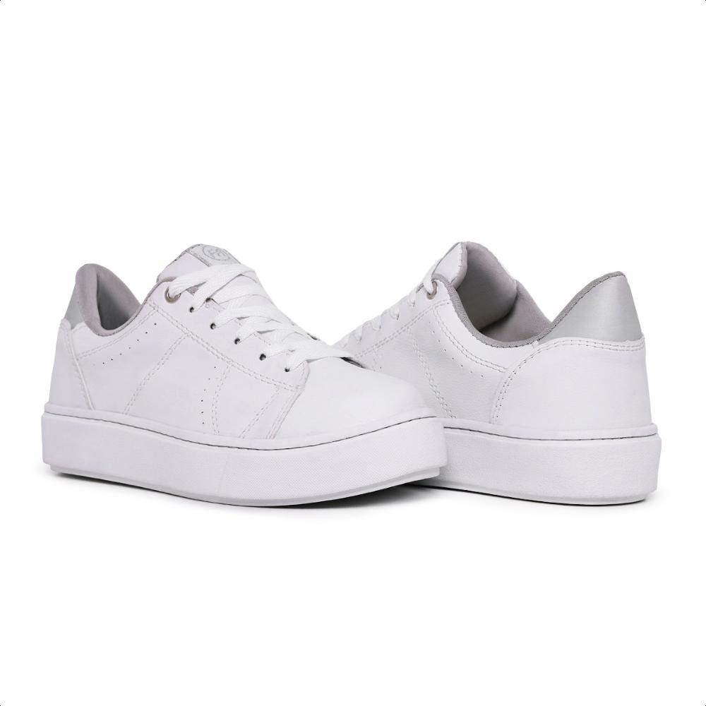 Tênis Feminino Casual Com Cadarço Confortável Versátil Branco 3