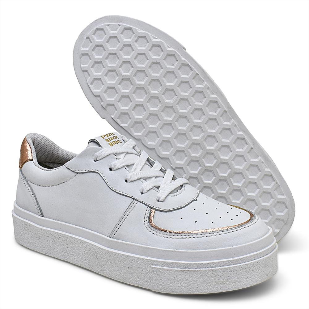 Tênis Casual Feminino Com Cadarços Confortável Versátil Branco 4