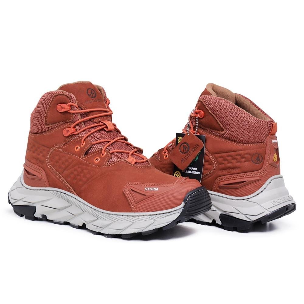 Bota Coturno Aventura Masculina Couro Confortável Trilha Marrom 4