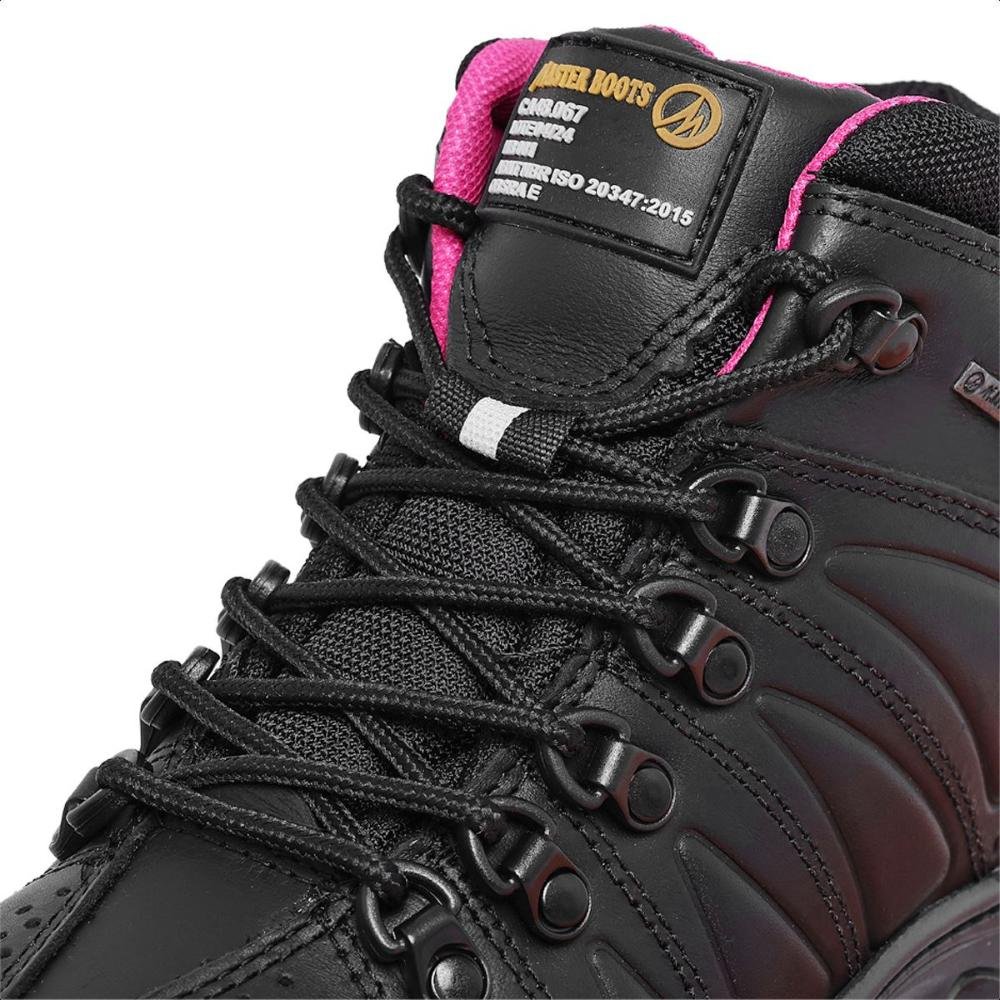 Bota Coturno Feminina Couro Trilha Confortável Preto/Rosa 4