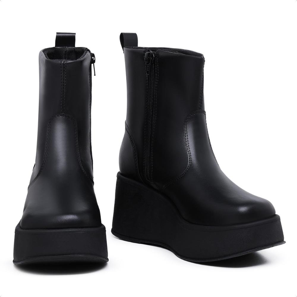 Bota Coturno Feminino Casual Plataforma Versátil Preto 2