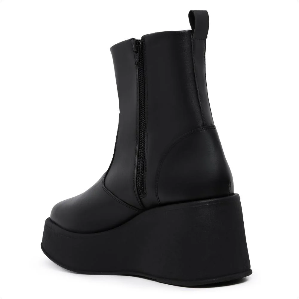 Bota Coturno Feminino Casual Plataforma Versátil Preto 3