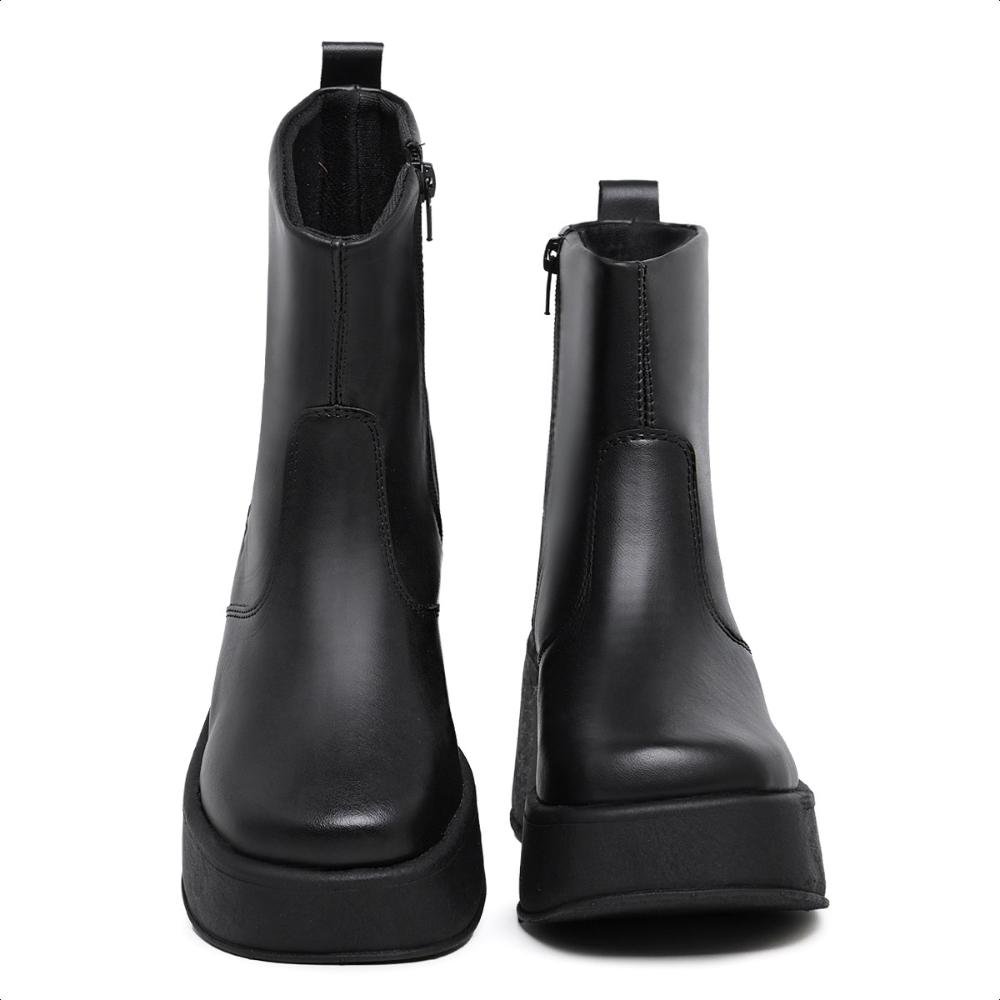 Bota Coturno Feminino Casual Plataforma Versátil Preto 4