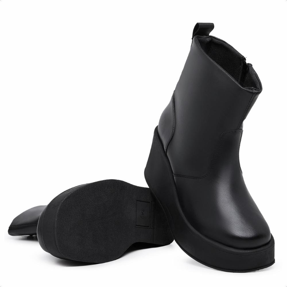 Bota Coturno Feminino Casual Plataforma Versátil Preto 6