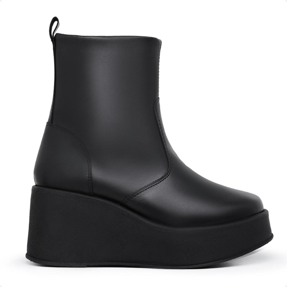 Bota Coturno Feminino Casual Plataforma Versátil Preto 7