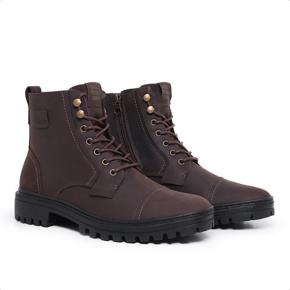 Bota Coturno Masculino Casual Couro Confortável Alaska Marrom 1