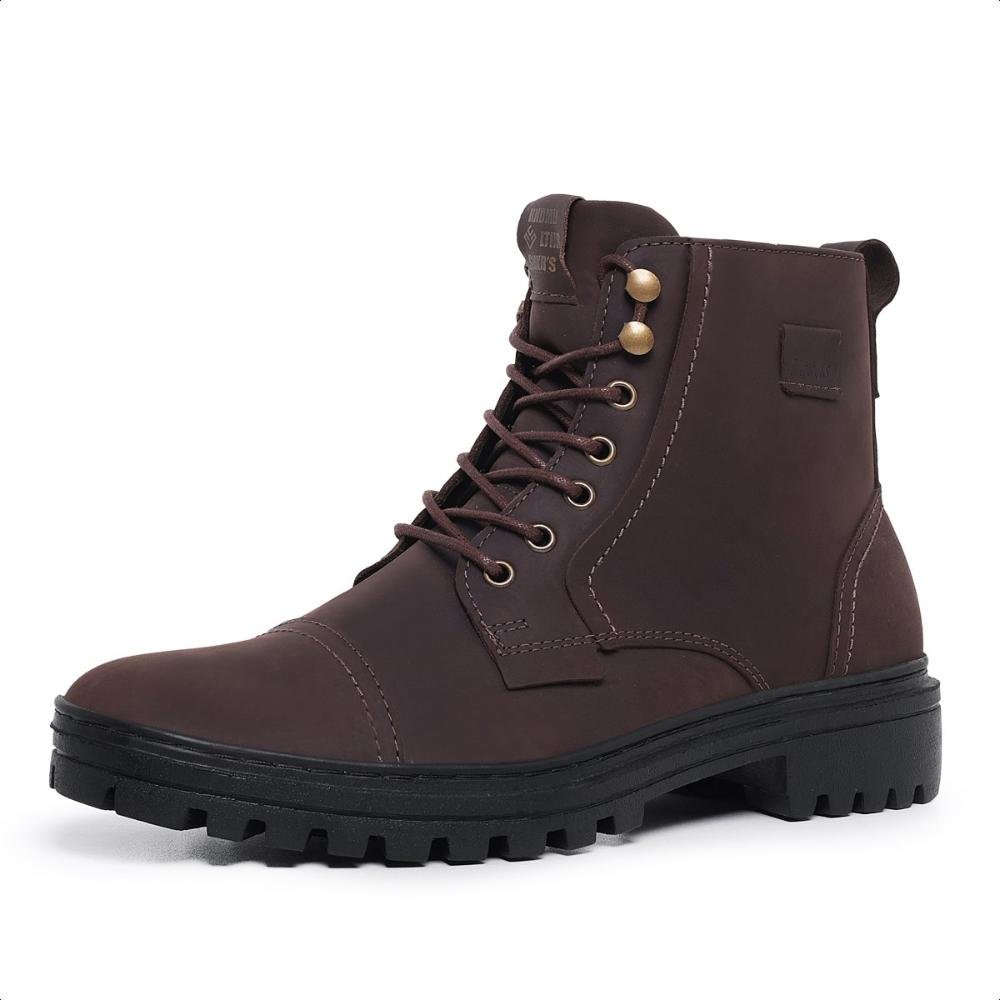 Bota Coturno Masculino Casual Couro Confortável Alaska Marrom 4