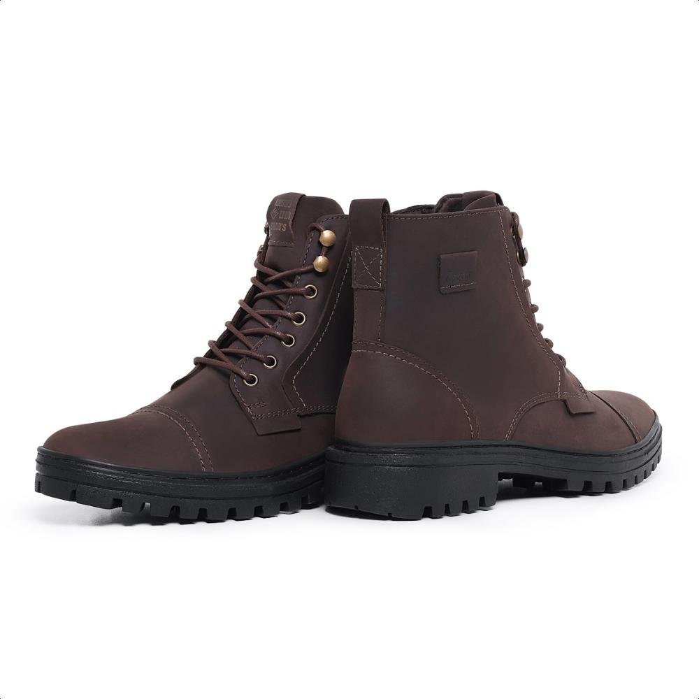 Bota Coturno Masculino Casual Couro Confortável Alaska Marrom 5