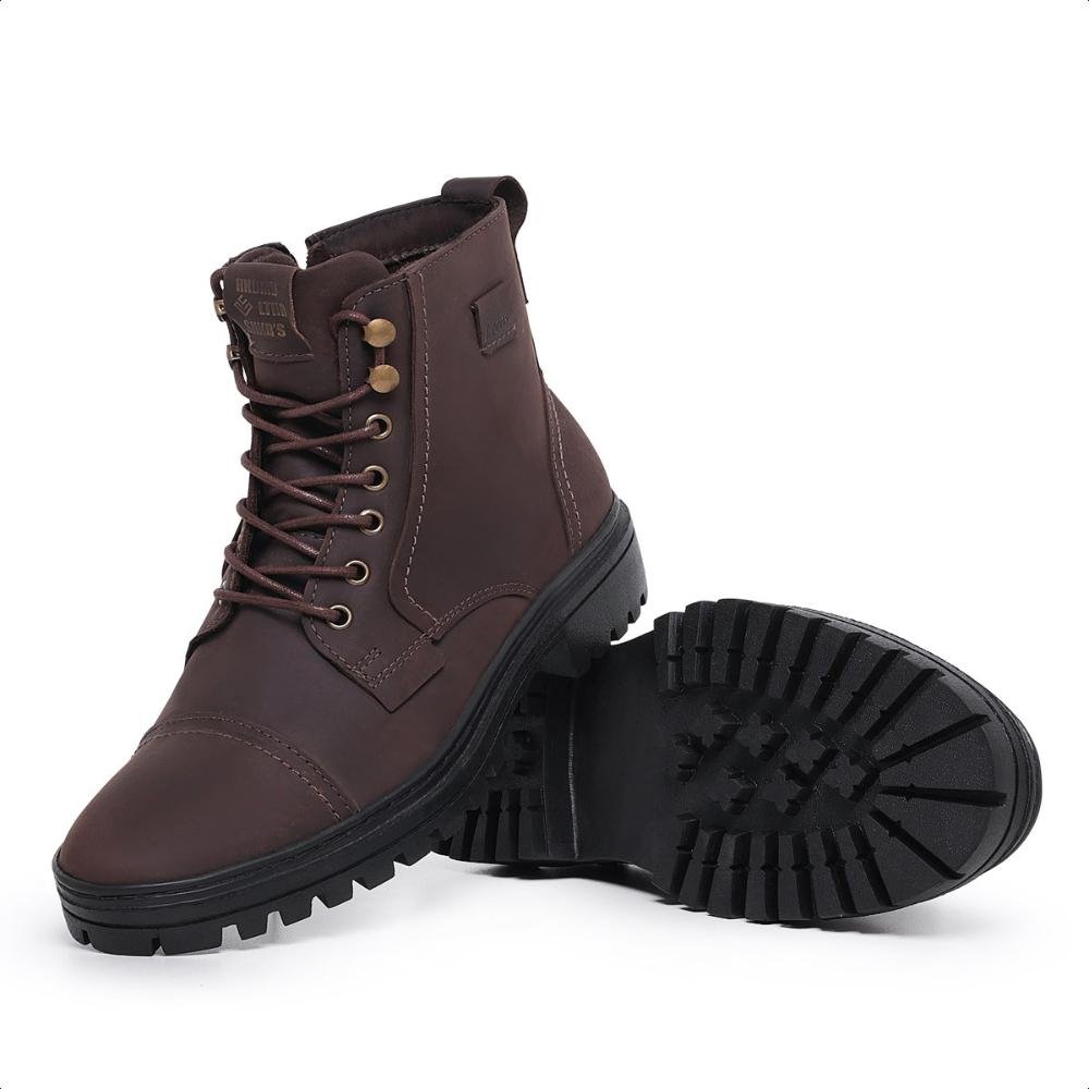 Bota Coturno Masculino Casual Couro Confortável Alaska Marrom 6