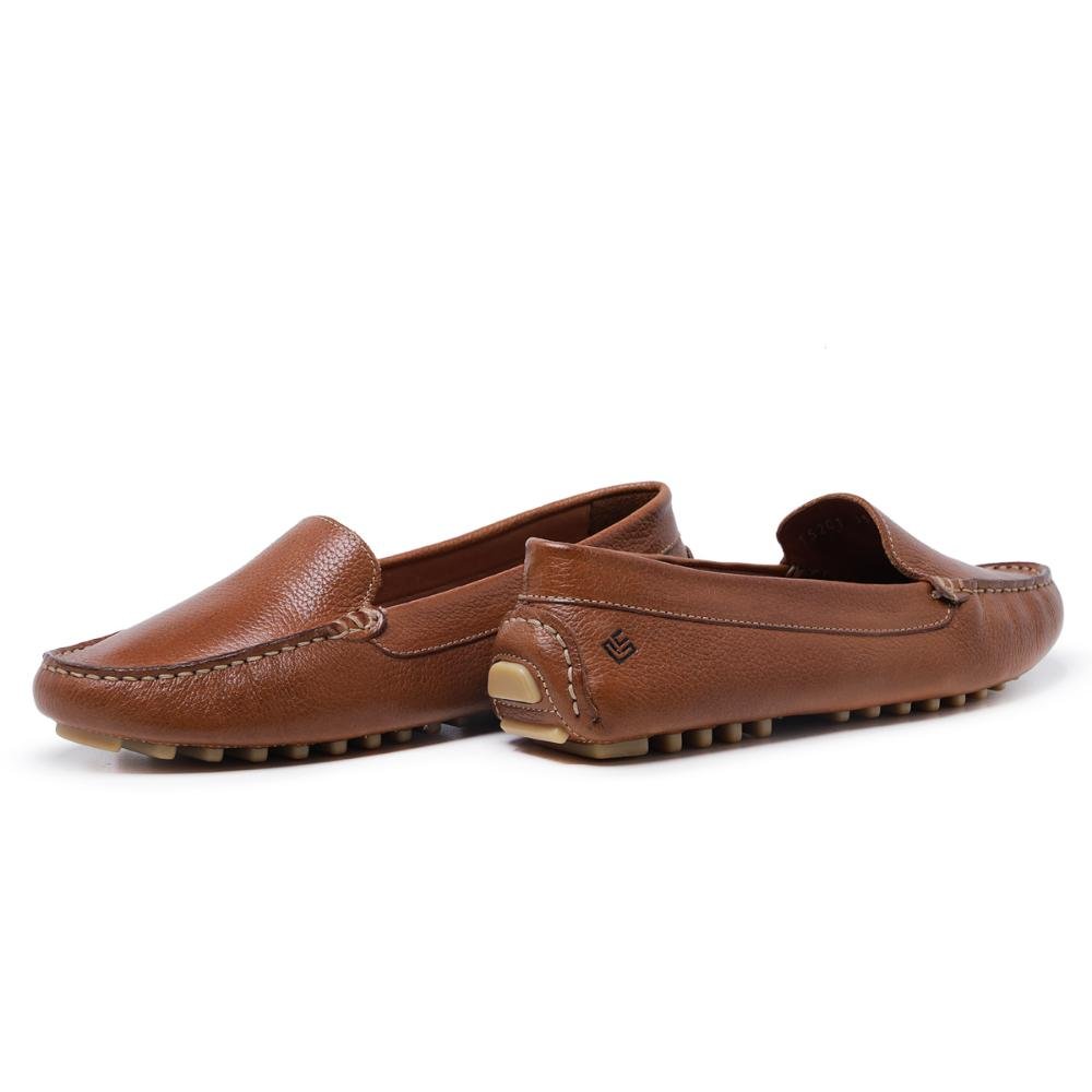 Tênis Mocassim Feminino Casual Confortável Dia a Dia Marrom 4