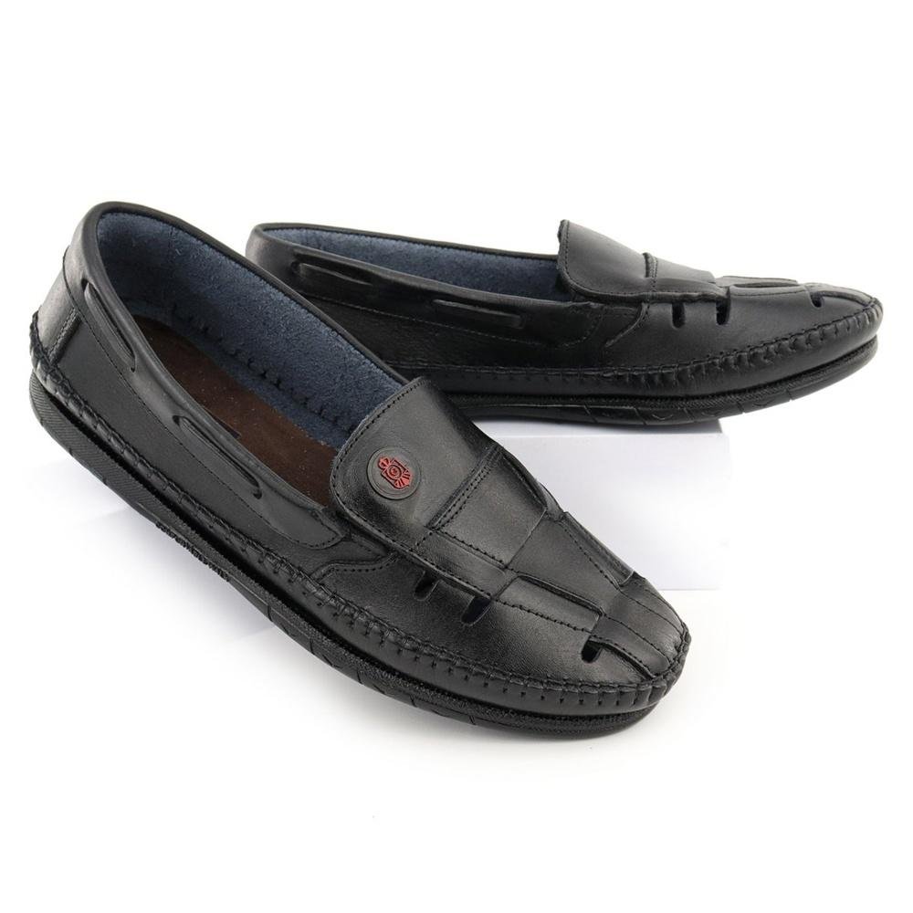 Mocassim Masculino Couro Vazado Preto 2
