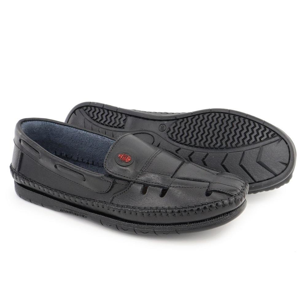 Mocassim Masculino Couro Vazado Preto 4
