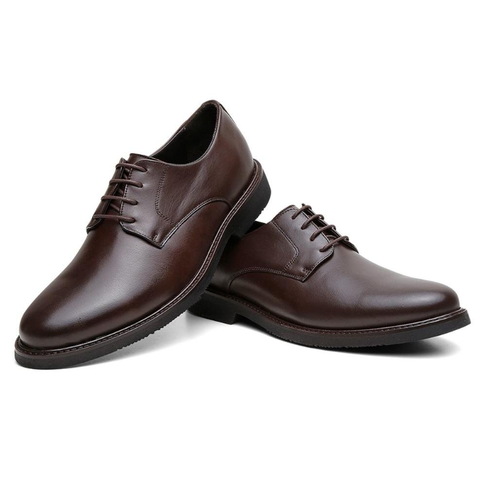 Sapato Derby Masculino Couro Macio Casual Café 2