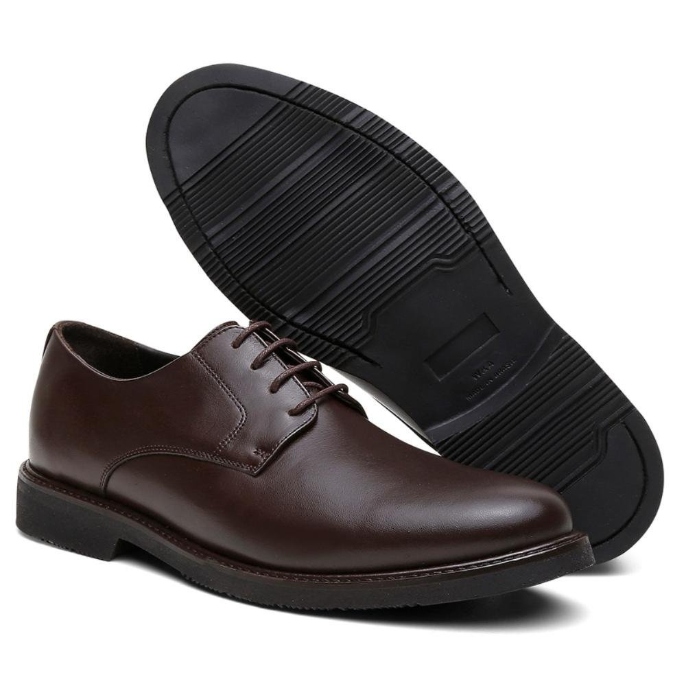 Sapato Derby Masculino Couro Macio Casual Café 3