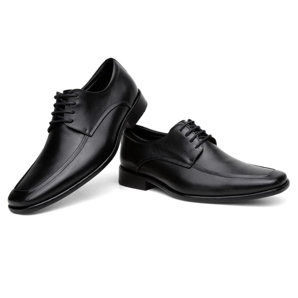 Sapato Social Derby Masculino Couro Elegância Moderno Preto 2