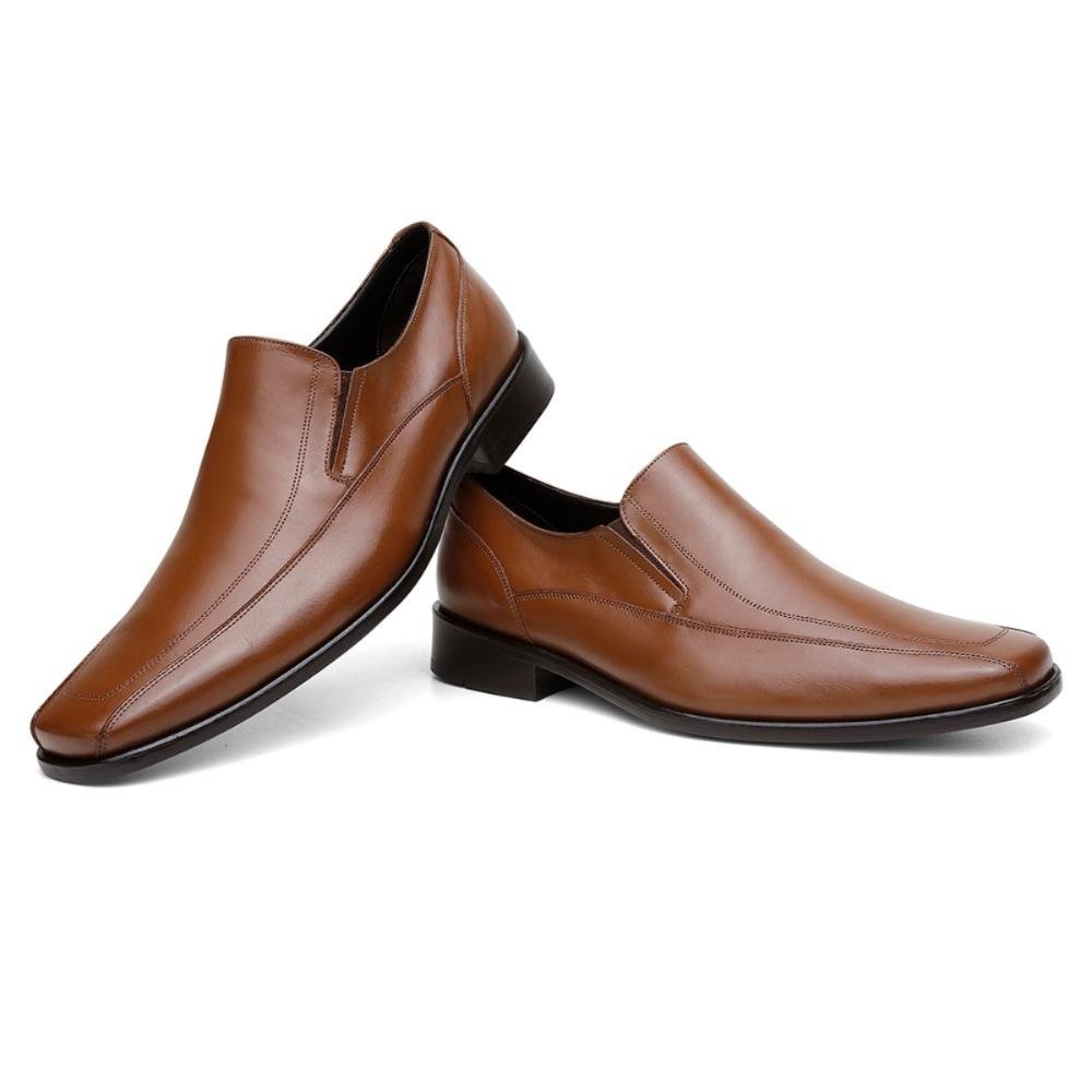 Sapato Social Escócia Masculino Couro Versátil Confortável Caramelo 2