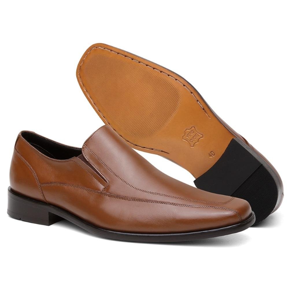 Sapato Social Escócia Masculino Couro Versátil Confortável Caramelo 3