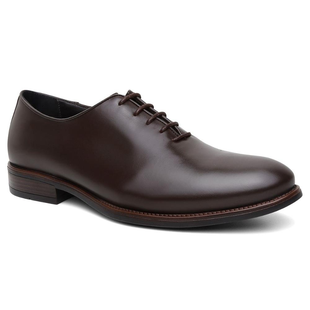 Sapato Social Oxford Masculino Couro Clássico Elegância Café 2