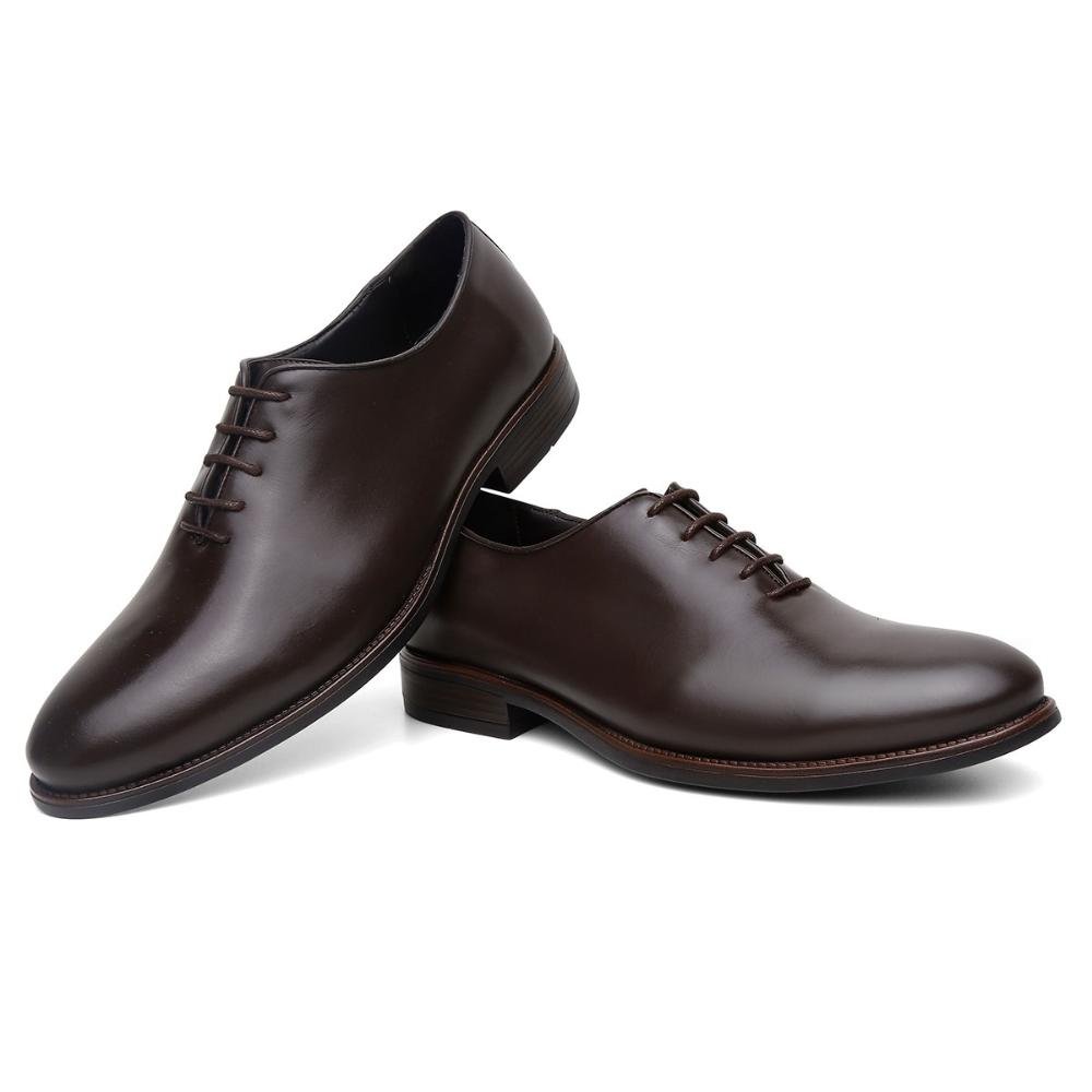 Sapato Social Oxford Masculino Couro Clássico Elegância Café 3
