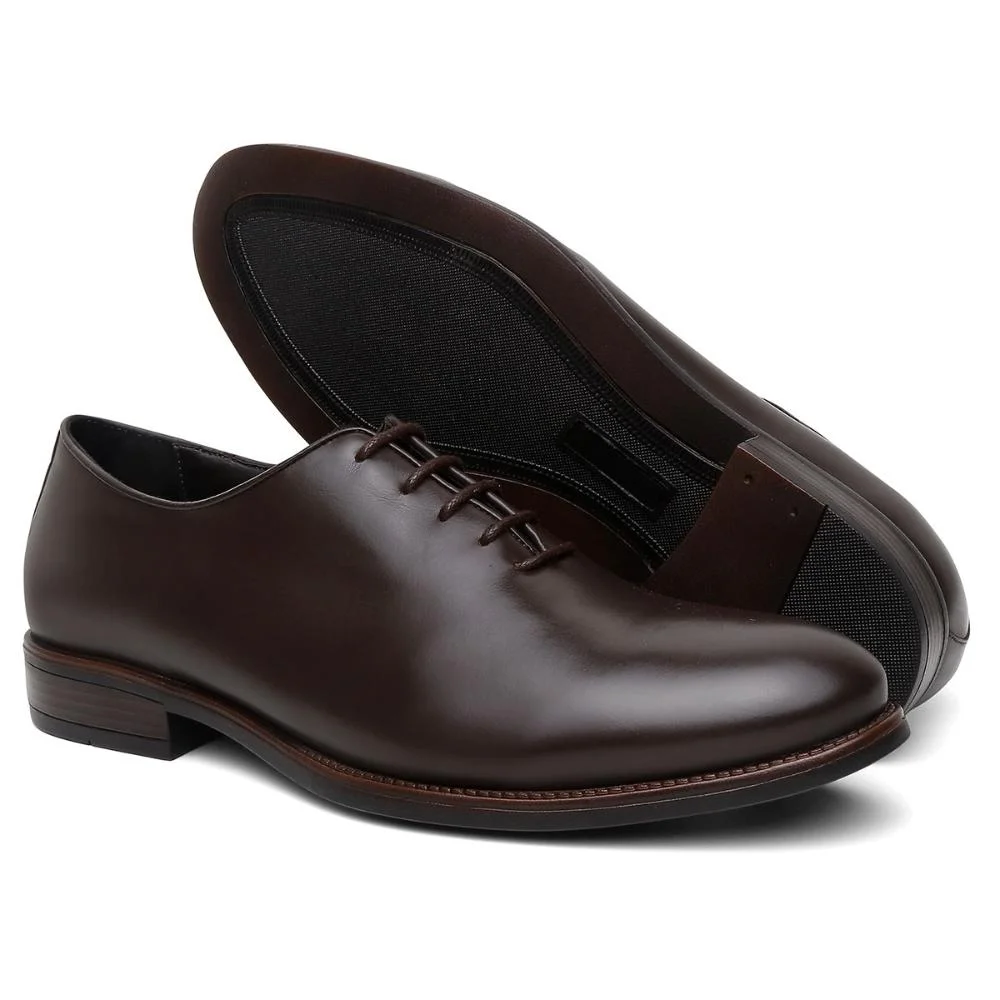 Sapato Social Oxford Masculino Couro Clássico Elegância Café 4