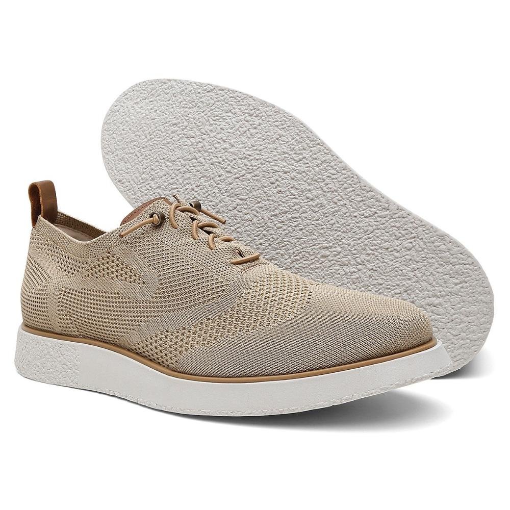 Tênis Masculino Casual Esportivo Estilo Malha Knit Bege 3