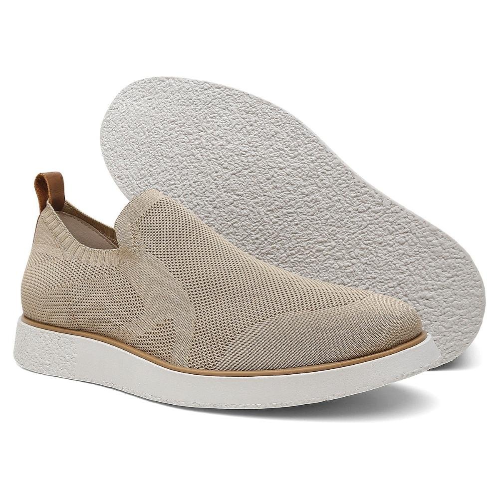 Tênis Masculino Malha Calce Fácil Bege 3