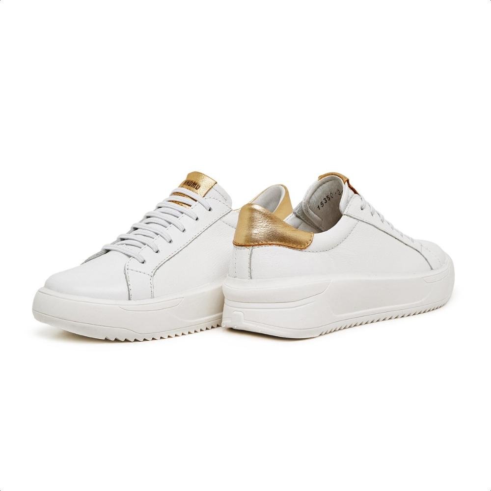 Tênis Feminino Couro Casual Confortável Detalhes Branco 3