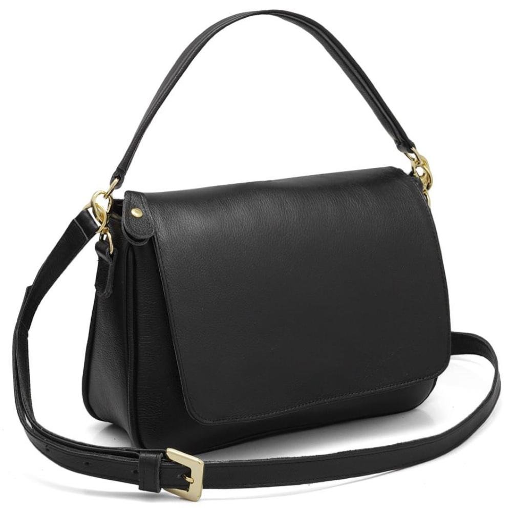 Bolsa Feminina Couro Compacta Alça Regulável Preto 2
